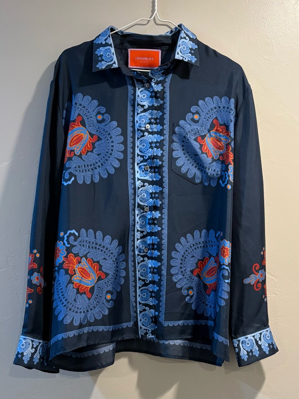 Women’s La DoubleJ 100% Silk Paisley Print Button-Up Top
